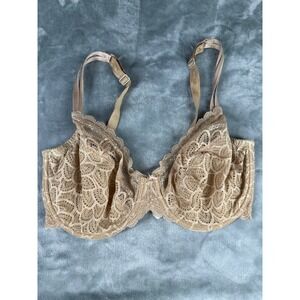 Chantelle Bra Women 34DDD Beige 1741 Rive Gauche Full Coverage Lace Underwire